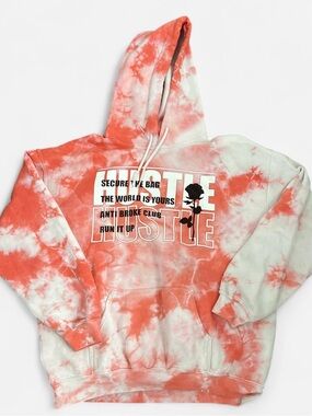 Tie Dye Graphic Hoodie White Coral